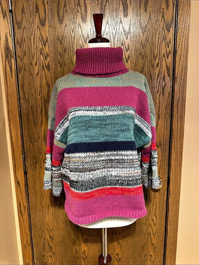 KNOX ROSE Color Block Turtleneck Sweater